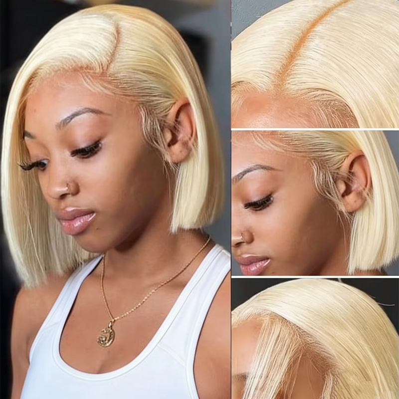 Glueless Wear And Go Human Hair Wig - Perucas Bob Curtas Loiro Mel 7x6