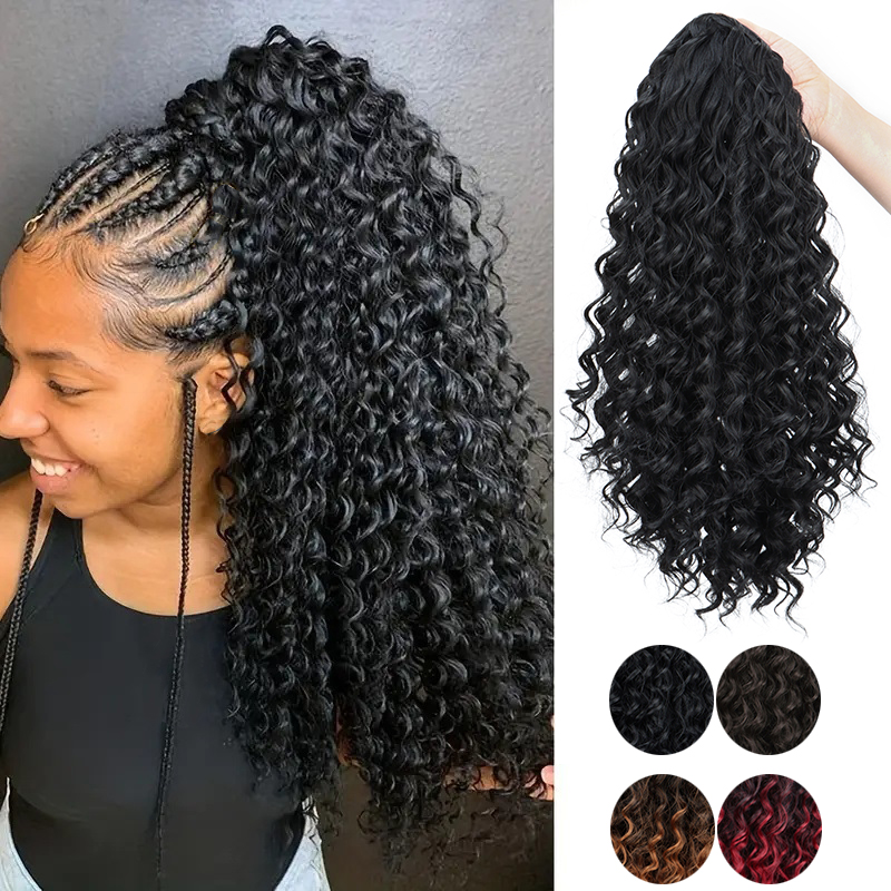 Sintético 18 Polegada longo ki - Drawstring Afro Curly Puff Ponytail avaliação e preço