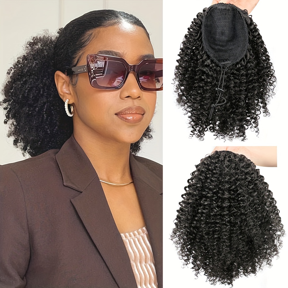 Extensões de cabelo sintético  - Drawstring Afro Curly Puff Ponytail avaliação e preço
