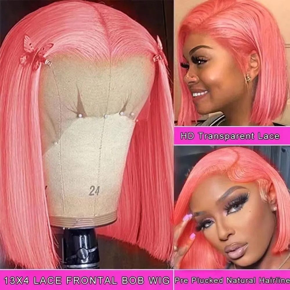 Peruca Bob Rosa de 10 polegada - Glueless Wear And Go Human Hair Wig avaliação e preço